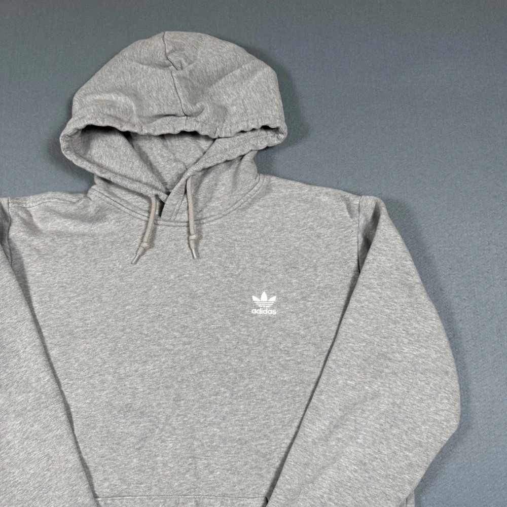 Adidas Hoodie Mens Large Gray Primegreen Trefoil Logo Pullover Sweatshirt L